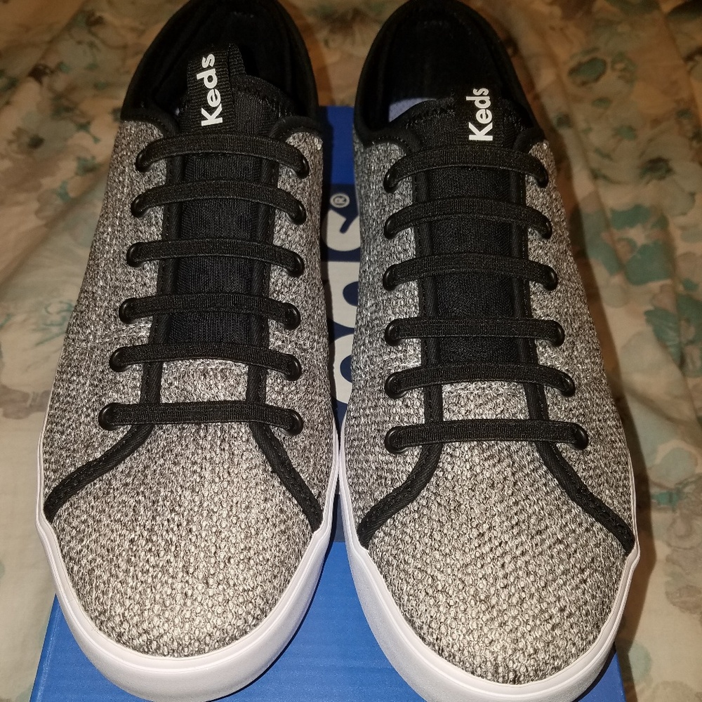 New Women's Keds sz 10 Slip on Black White Gray